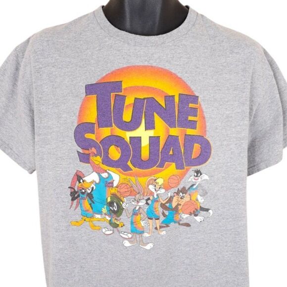 Looney Tunes T Shirt Mens Size Large Gray Tune Squad Bugs Bunny Marvin Martian - Picture 1 of 6
